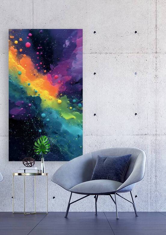 Cosmic Drift – Neon Galaxy Abstract Print by Savage Art Prints