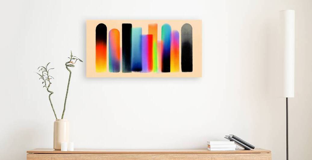 Chromatic Towers – Gradient Bar Abstract Print by Savage Art Prints