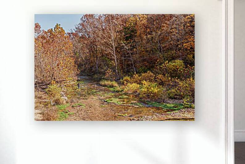 Woman Fishing Spring Creek In Fall by Jennifer White