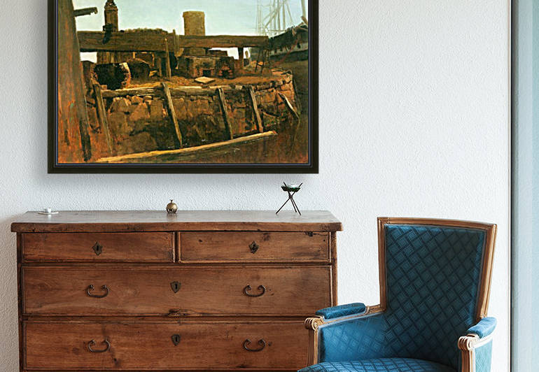 Boat at the dock by Bierstadt