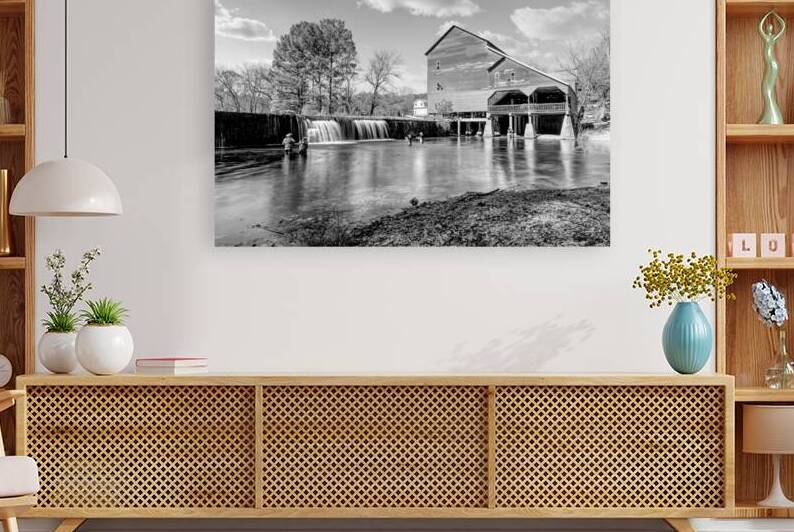 Fishing The Ozarks At Rockbridge Grayscale by Jennifer White