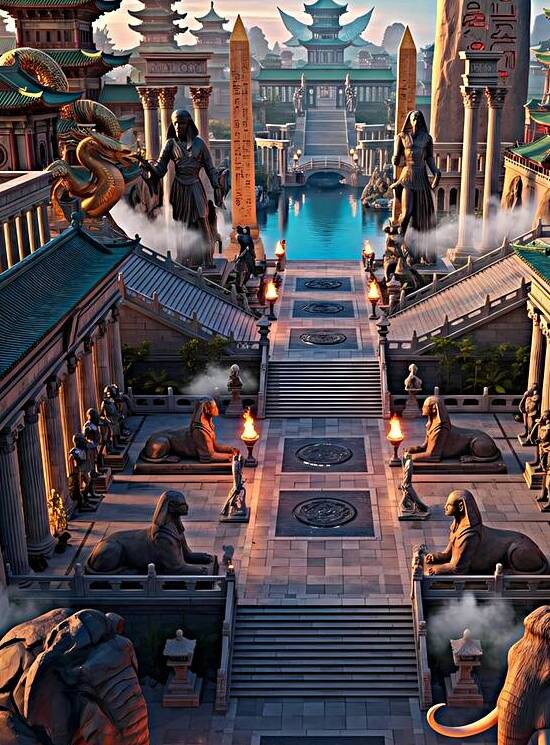 Fantasy Asian-Egyptian Cityscape by Design Aura