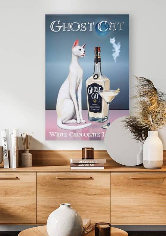 White Cat Cocktail Bar Art Print  by Be Iconic Art