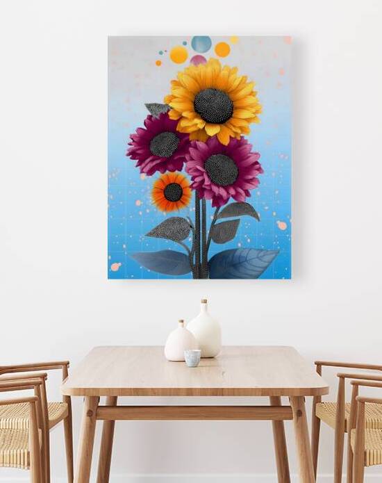 Orbiting Sunflowers – Modern Pop Botanical Print by Savage Art Prints