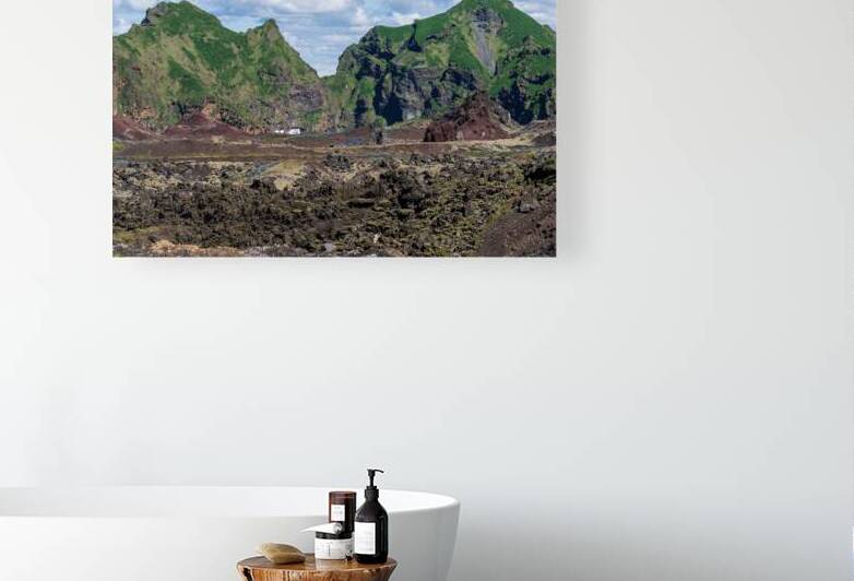 View from volcanic summit of Eldfell with Viking Neptune cruise by Steve Heap