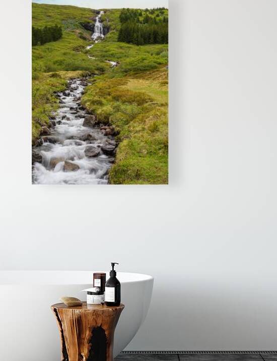 Waterfall in Tunhudalur valley near Isafjordur Iceland with lupi by Steve Heap