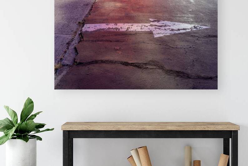 Pavement arrow under night neon by Lisa von Biela