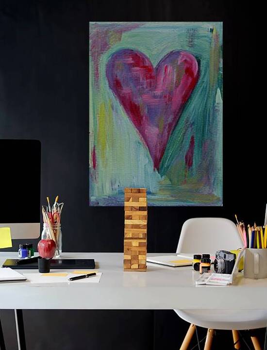 Abstract purple heart acrylic painting  by Karen Kaspar