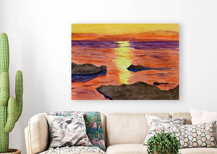 Orange sunset over the ocean by Lisa von Biela