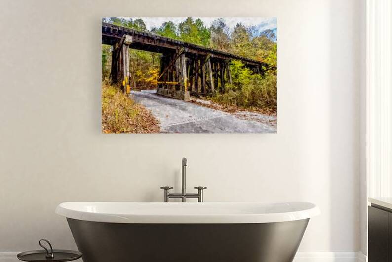 Old Wooden Railroad Bridge Painterly by Jennifer White