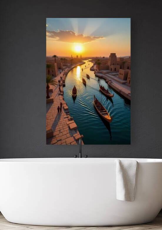  Golden Sunset Over the Ancient Canal by Hassan mounir