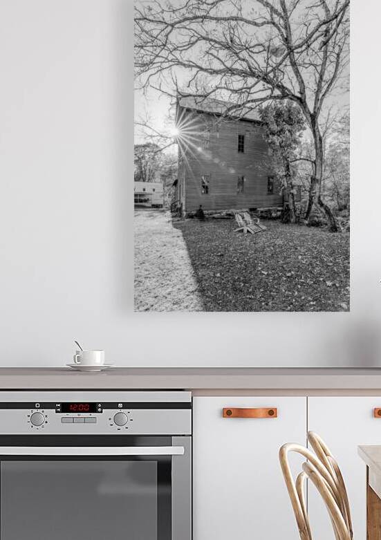 Seating Beside Topaz Mill Vertical Grayscale by Jennifer White