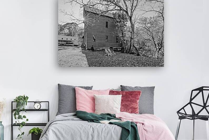 Seating Beside Topaz Mill Grayscale by Jennifer White