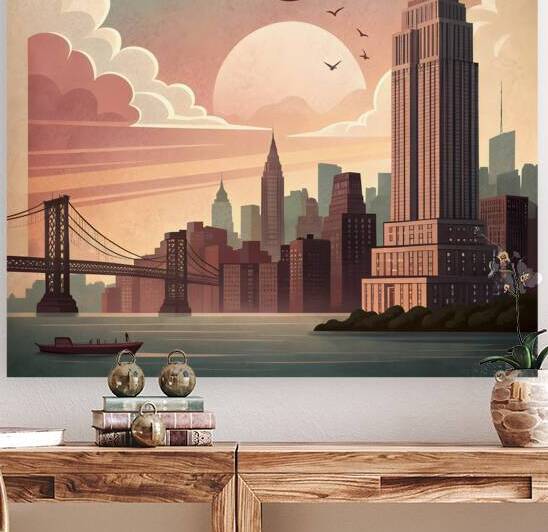 Vintage New York Skyline Wall Art by Golden Dune Prints