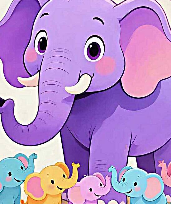 Colorful Cartoon Elephants Family by Esmonbijouart