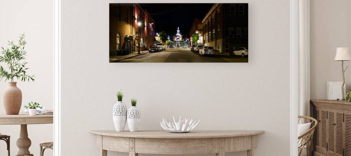 Downtown Cape Girardeau Night Street Pano by Jennifer White