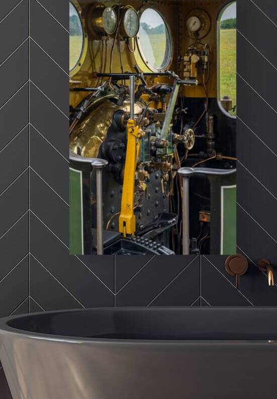 Detail of the driver cabin and controls on an old steam locomoti by Steve Heap