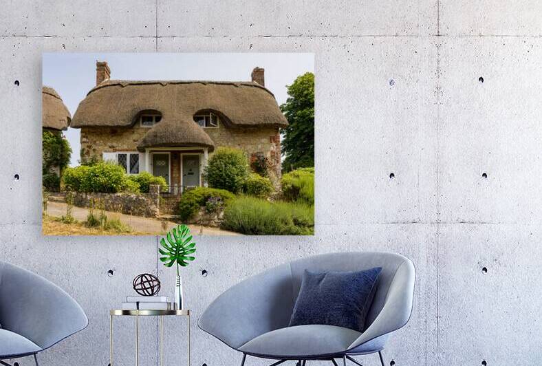 Pair of cute thatched cottages on hill in Godshill on the Isle o by Steve Heap