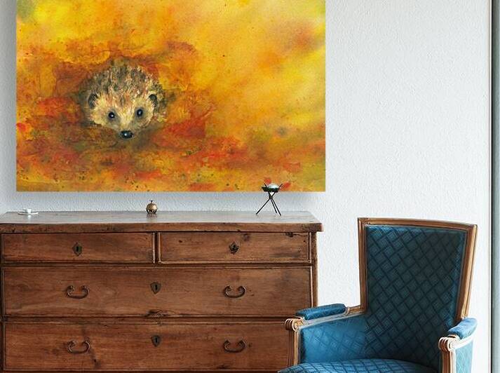 Hedgehog in autumn leaves  by Karen Kaspar