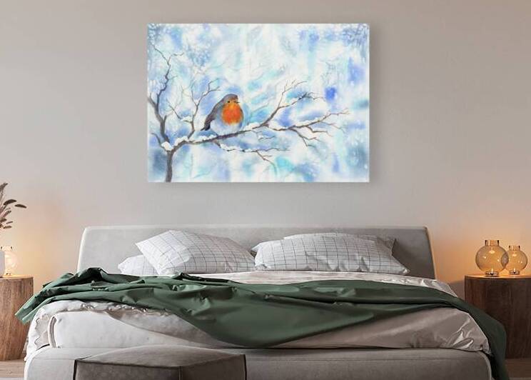 Robin in a winter landscape by Karen Kaspar