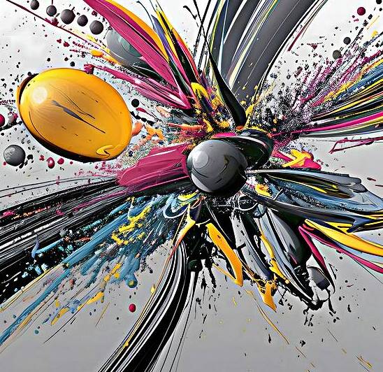 Vector Bloom – Kinetic Paint Splashes Print by Savage Art Prints