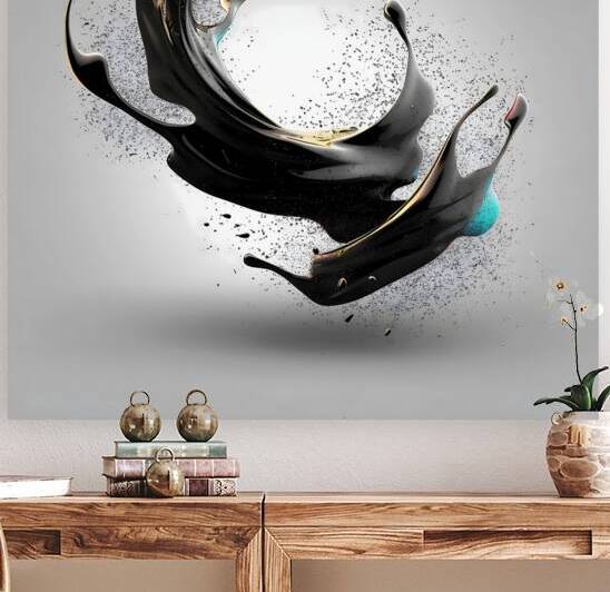 Orbiting Ink – Fluid Monochrome Motion Print by Savage Art Prints