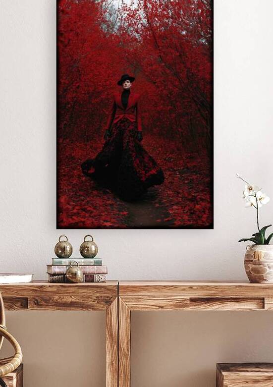 Lady in red at autumn FA 25 2x3  35 by Ksavera ART