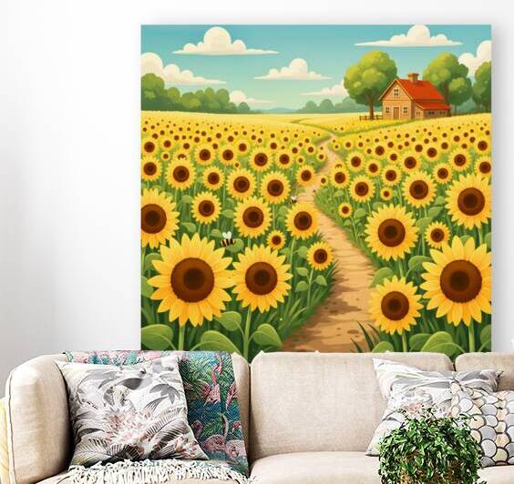 Sunflower Fields and Cottage by Sihemsoso