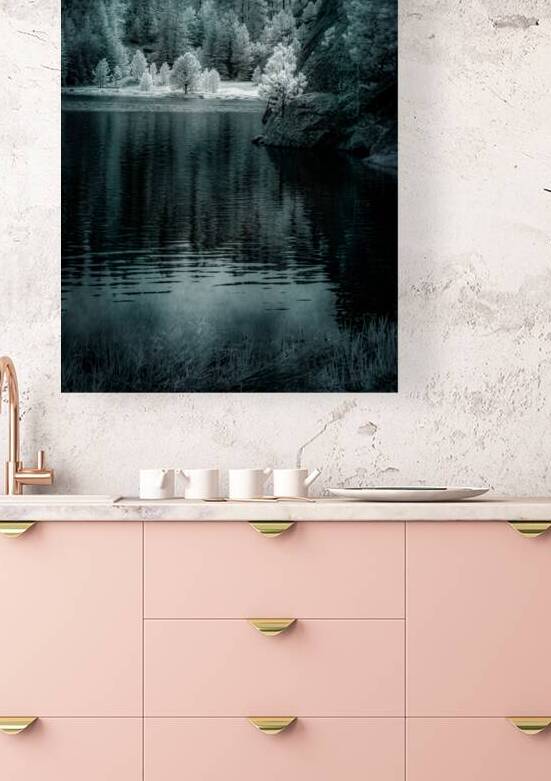 Enchanting Haze: Sylvan Lakes Smoky Pine Glow in Infrared by Dream World Images