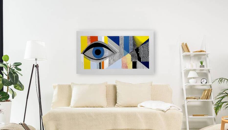 Blue-Eyed Geometry – Modern Surreal Eye Print by Savage Art Prints