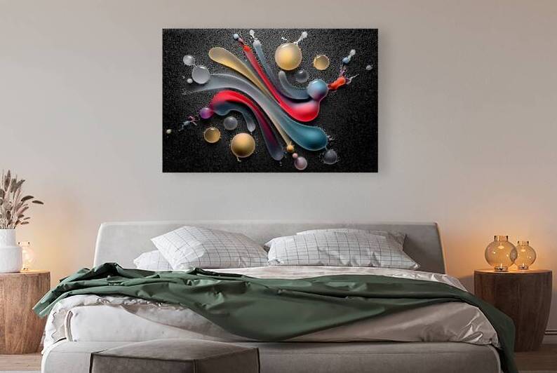 Rainbow Ribbon Rush – Night Glow Abstract Print by Savage Art Prints