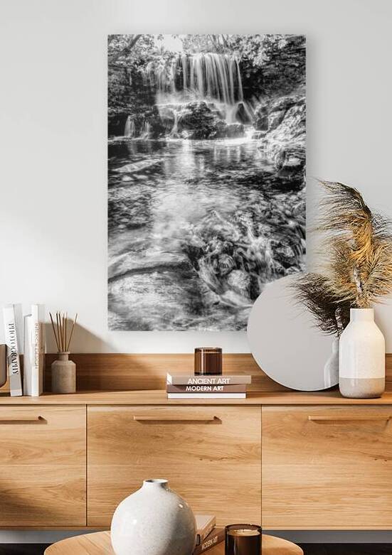 Cascade Below Windsor Lake Dam Grayscale by Jennifer White