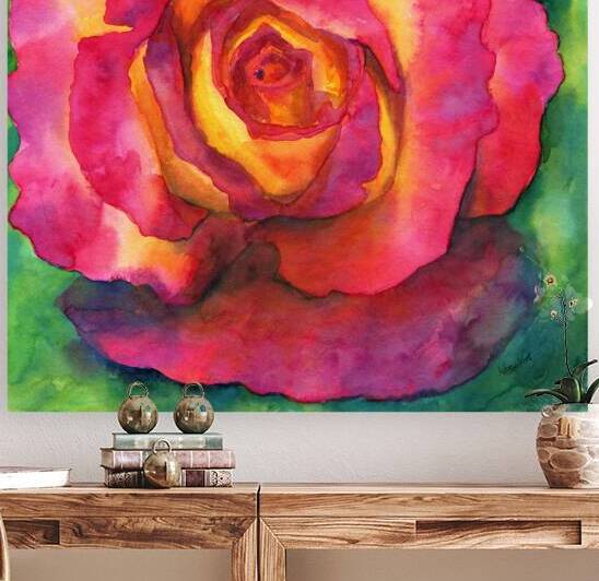 Beautiful rose watercolor painting by Karen Kaspar