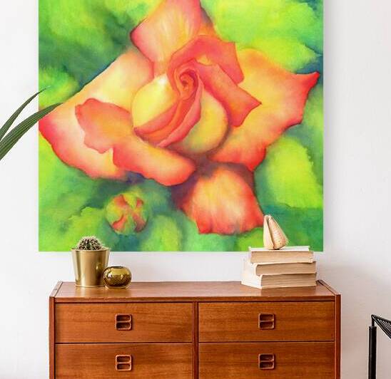 Velvety peachy rose watercolor painting by Karen Kaspar