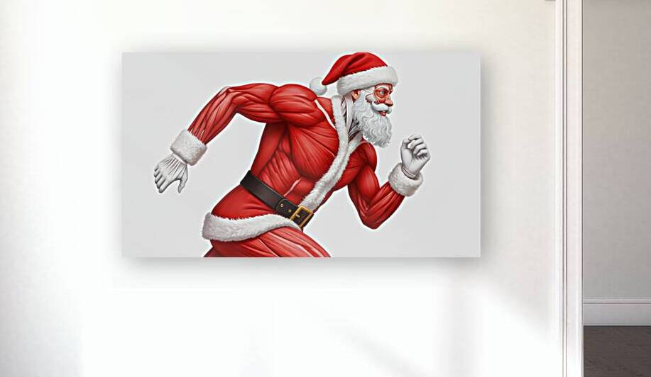 Santa in Motion – Muscular Anatomy Christmas Runner by MotivatePrints