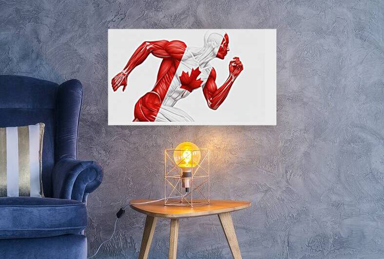 Canadian Strength – Muscular Anatomy Runner with Maple Leaf Flag by MotivatePrints