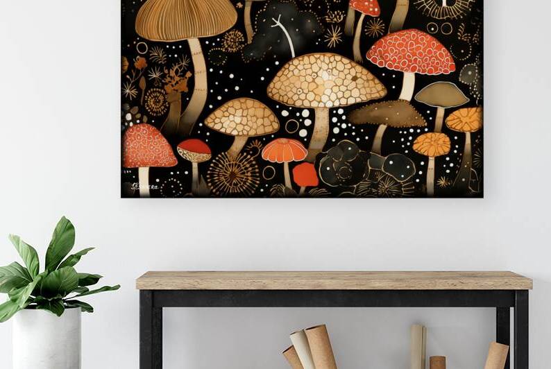 Japanese mushrooms art FA 25 2x3  420 by Ksavera ART