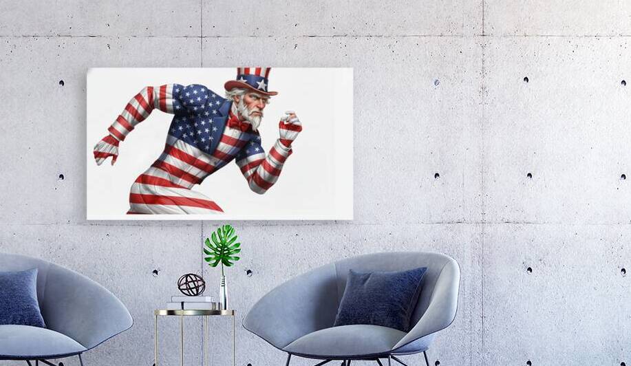 Stars  Strides — Uncle Sam on the Run by MotivatePrints