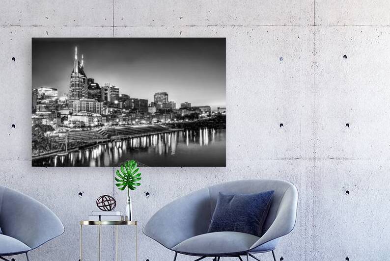 Iconic Nashville Skyline in Black and White by Shelia Hunt Photography