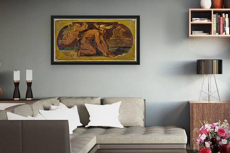 Mercure Esquisse pour le salon de la Paix a l Hotel de Ville de Paris by Eugene Delacroix