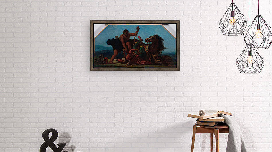 Esquisse pour le salon de la Paix a l Hotel de Ville de Paris Hercule vainqueur d Hippolyte reine des Amazones by Eugene Delacroix