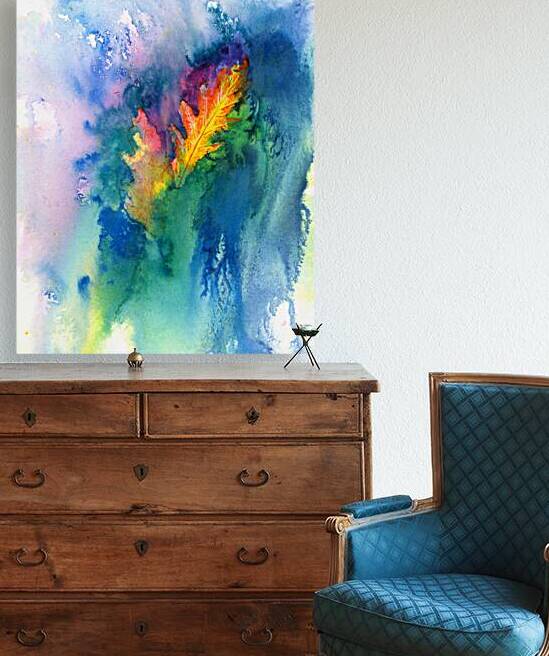 Oak leaves in autumn watercolor painting  by Karen Kaspar