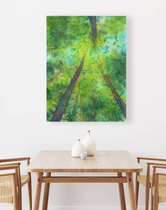Looking up into the treetops handmade watercolor by Karen Kaspar