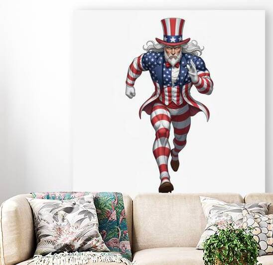 Uncle Sam Sprint — Stars  Stripes Superhero in Motion by MotivatePrints