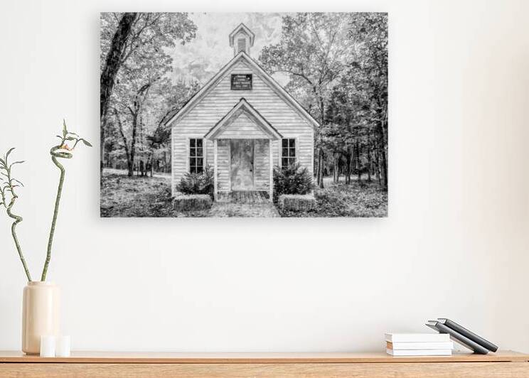 Concord One Room Schoolhouse Grayscale by Jennifer White