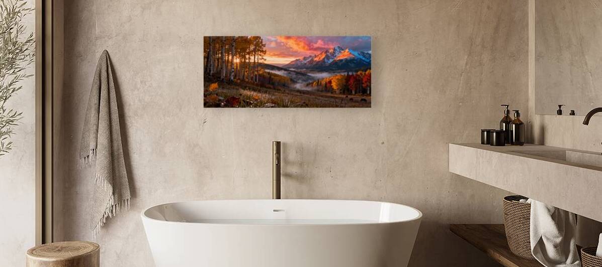 Autumn Glow — Aspens Mist  Mountain Fire by MotivatePrints