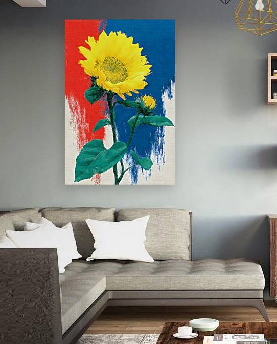 Sunflower Pop – Bold Red White  Blue Poster Print by Savage Art Prints