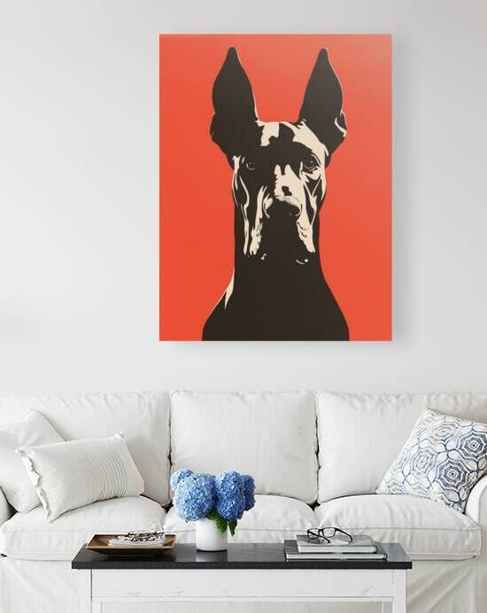 Bold Great Dane Dog Minimalist Black and Orange Dog Design for Dog Lovers by Ramy Salah Hefny