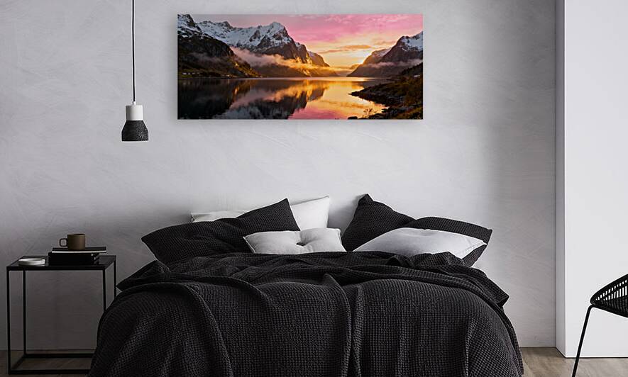 Golden Fjord Sunrise by MotivatePrints