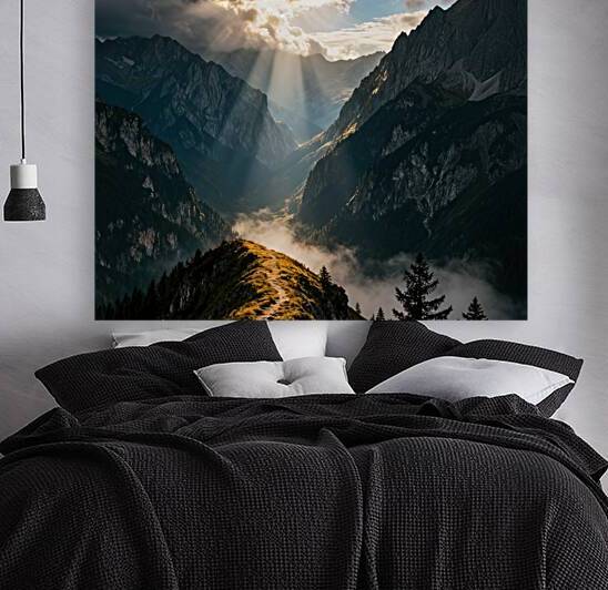 Path to the Light — Sunbeams Over the Mountain by MotivatePrints